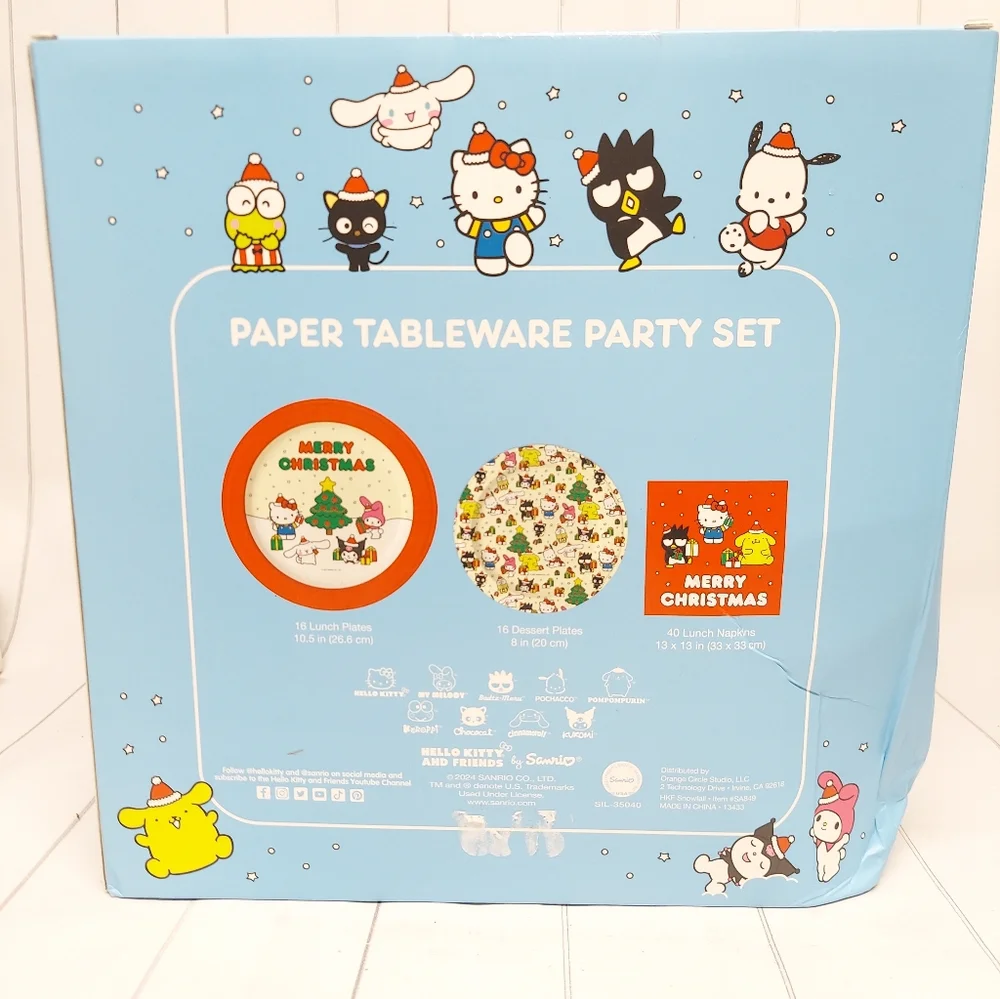 Hello Kitty and Friends Paper Tableware Party Set Merry Christmas